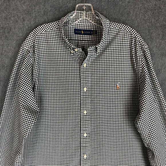 Polo Ralph Lauren Shirt XL Extra Up Long Sleeve Black Check Logo Pony - Picture 3 of 12